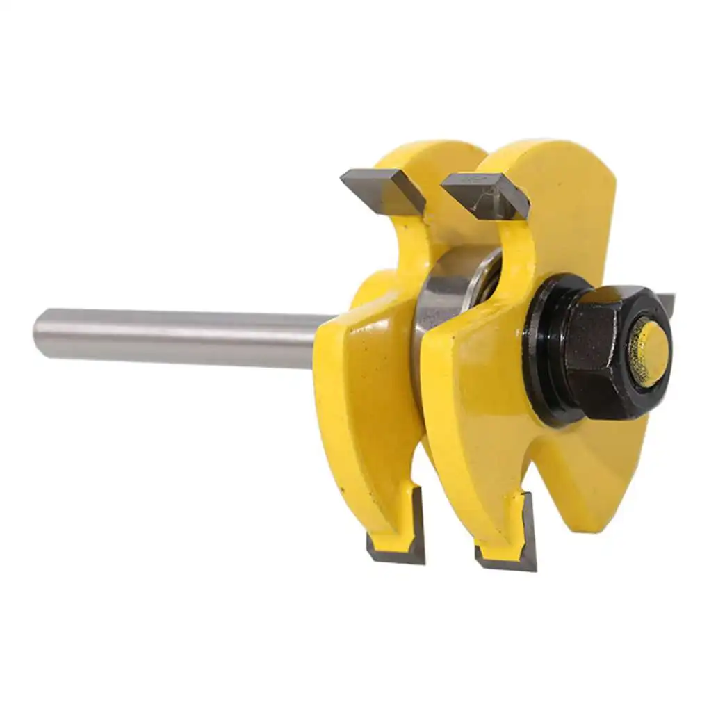 

2PCS Set 1 4 Shank 2 Bit Tongue and Groove Router Bit 3 Teeth T-type Woodworking Tenon Milling Cutter