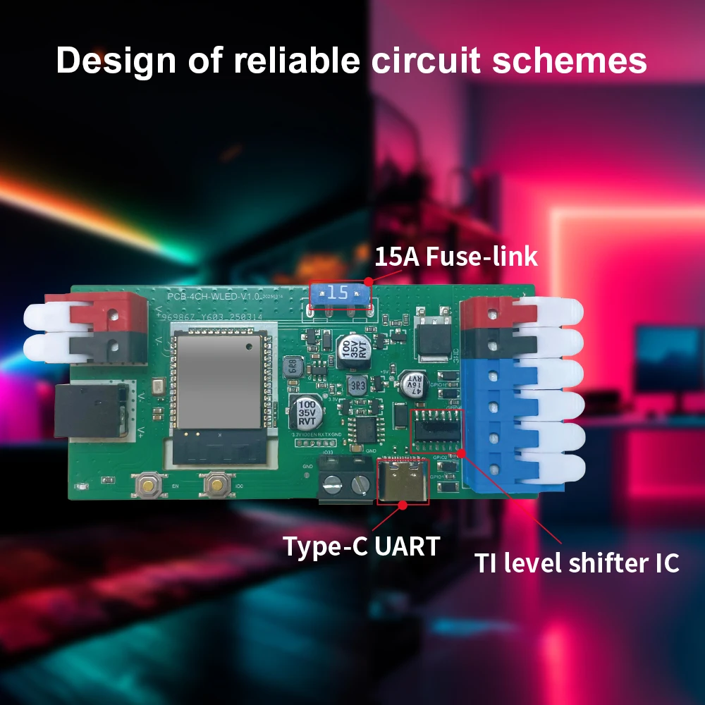 Фото 5GLEDOPTO ESP32 PWM WLED Динамический светодиодный контроллер 5 в 1 DC12-24V WIFI Управление приложениями для RGBCCT RGBW RGB CCT DM WS2811/2B/3/5 Strip №3