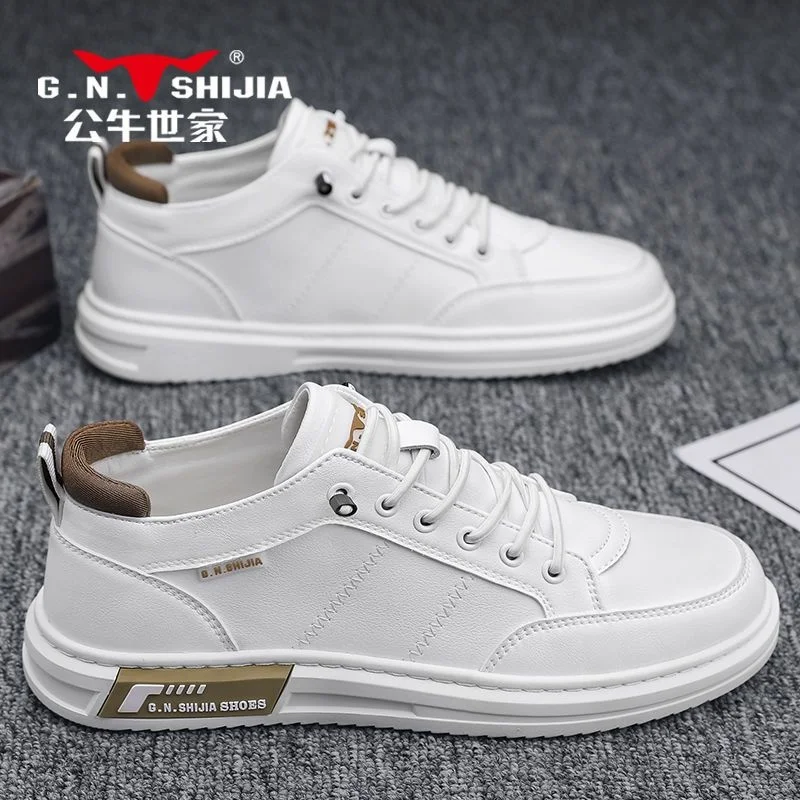 

High quality Men's Shoes Autumn New Fashion Versatile Little White Leather Lazy People Slip on Casual Board