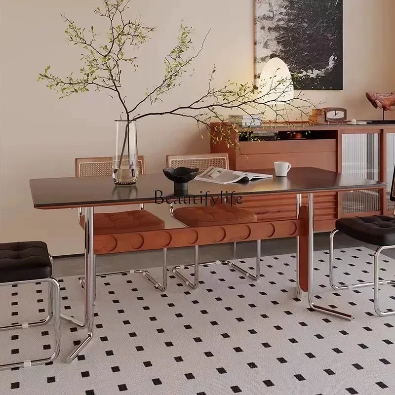 Ретро современный простой обеденный стол и стулья из каменной плиты бытовой