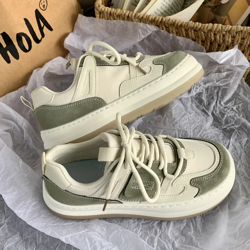 Women's Casual Sports Shoe Summer Mixed Colors All-Match Retro Sneakers 2022 New Lace-Up Platform Lightweight Walking Footwear