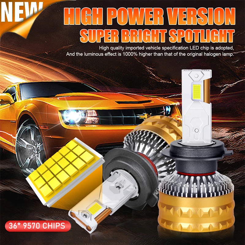 Фото 2000W H4 LED H7 Лампы для фар H8 H9 H11 H1 9005 HB3 9006 HB4 9012 Автоматические противотуманные фары 9570 CSP Чипы Высокая мощность 6500K LED 12V №2