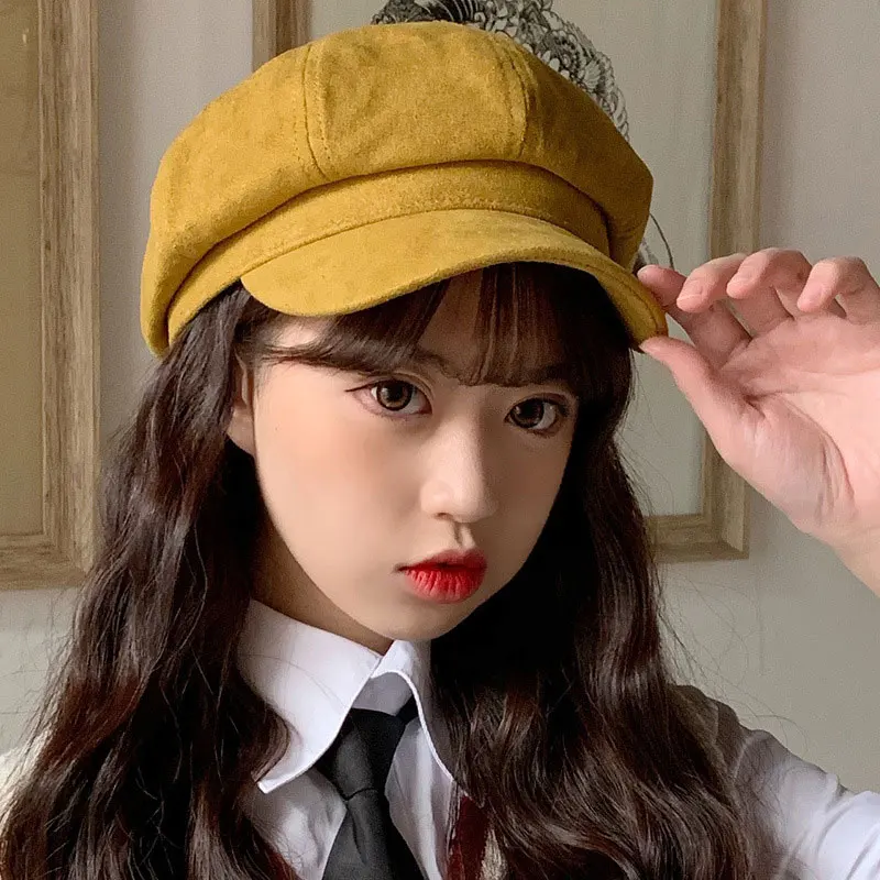 Кепка газетчика для мужчин и женщин теплая шерстяная однотонная восьмиугольная