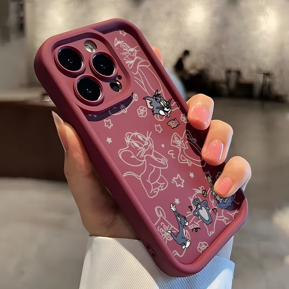 Чехол для телефона Jerrys с рисунком кота и мыши iPhone 16 15 14 Plus 13 12 Mini 11 Pro Max X Xs XR 8 7