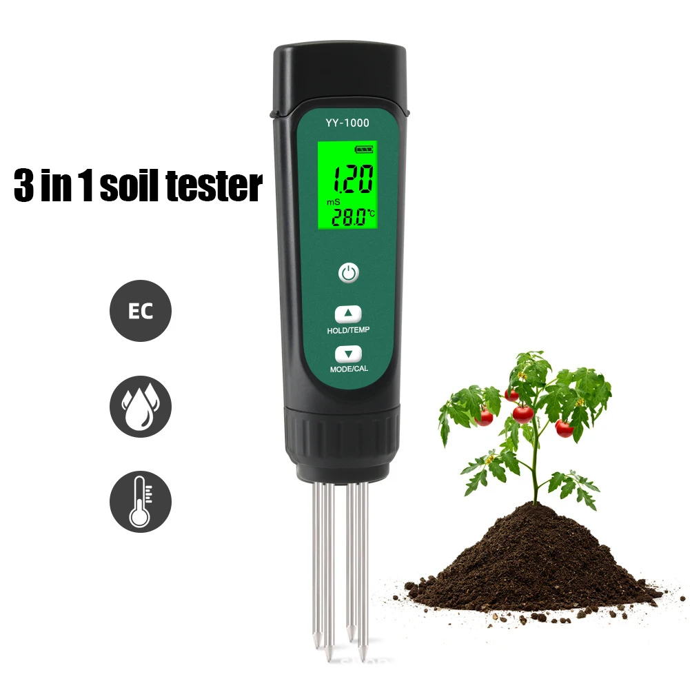 

Portable Soil Humidity Temperature EC Meter Detachable Probe Soil Test Analyzer Potted Gardening Agricultural Measuring Tool