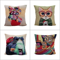 4pcsset cute cats pillow coverbelgian gobelin tapestry pillowcaseauthentic throw pillow topwoven ethnic sofa cushion