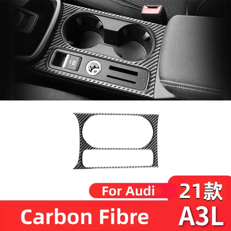 

For Audi A3L 2021-2023 Car Styling Accessories Car Interior Carbon Fiber Central control water cup panel Modification Decoration