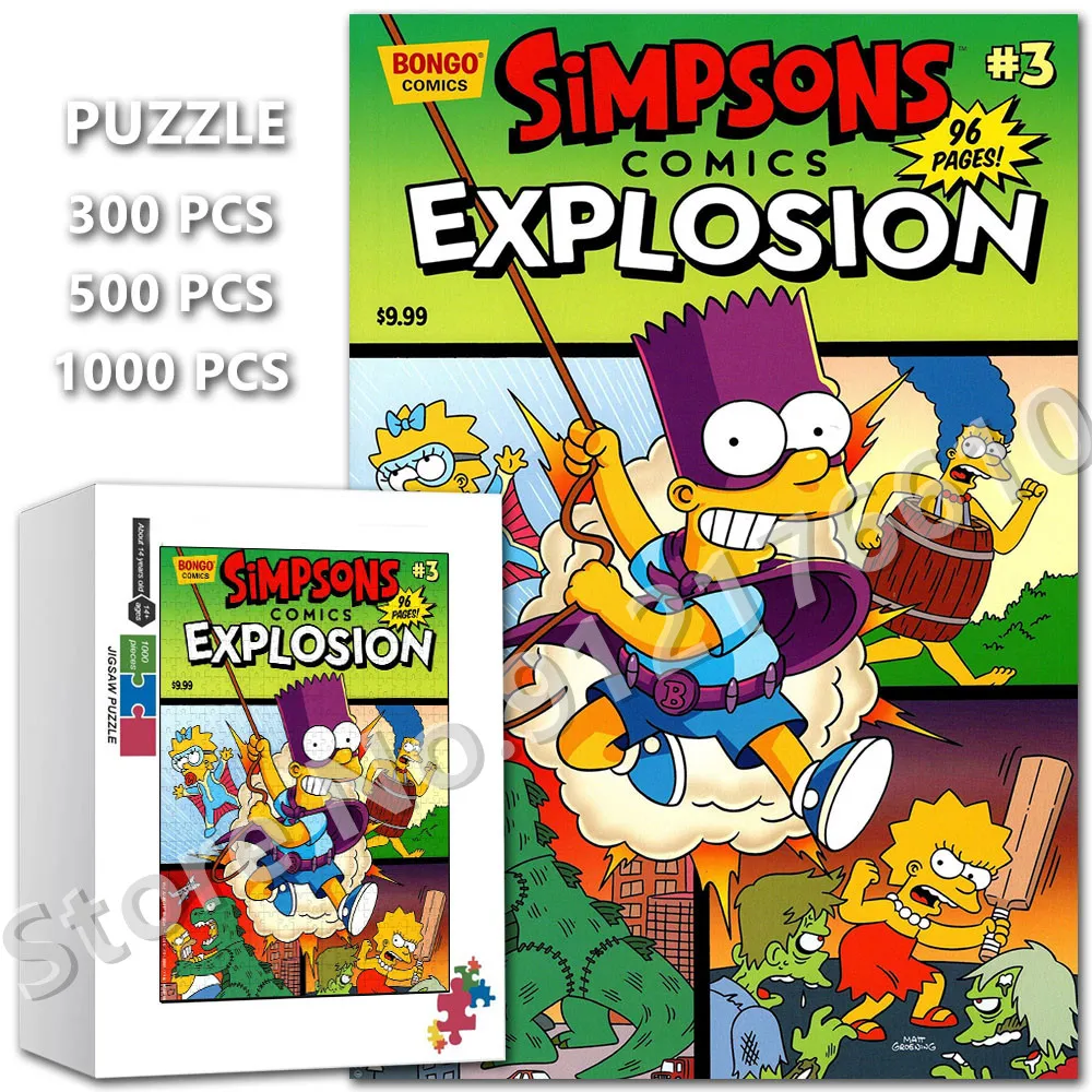 

Disney Marvel Comic Jigsaw Puzzle 300/500/1000 Pieces The Simpsons Cartoon Aniame Diy Assembled Puzzle Educational Toys Gifts