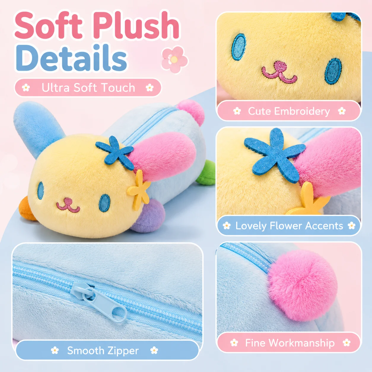 Фото Пенал Sanrio Usahana Bunny, милый мультяшный пенал на молнии, сумка для ручек, студенческий пенал для канцелярии, косметичка для хранения №2
