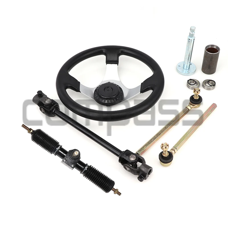 300mm Steering Wheel Assembly 340mm Gear Rack Pinion 380mm U Joint Tie Rod Knuckle Assy For Chinese 110cc Go Kart Quad Parts