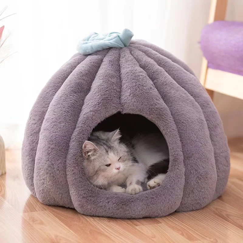 

Pumpkin Shaped Cat Kennel Warm Cat Mat Bed Cat Carpet Pet Dog Cushion Removable And Washable Nest Yurt PushCat Blanket Supplies