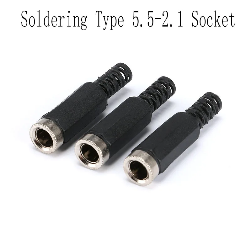 

10PCS DC Power Plug Socket Metal Head Socket 5.5*2.1 Welding Wire Type Connector Adapter Weld Line
