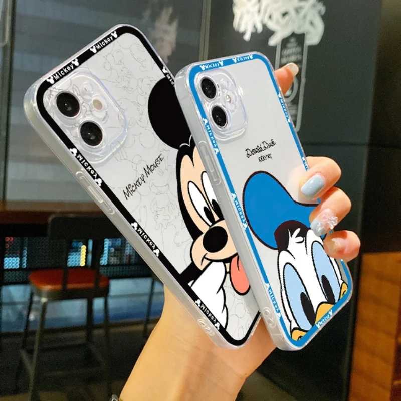 Grimace Mickey Anime Clear Phone Case For iPhone 11 12 13 Pro MAX Mini X XS XR Max 6 7 8 Plus Soft Liquid Silicone Funda Back