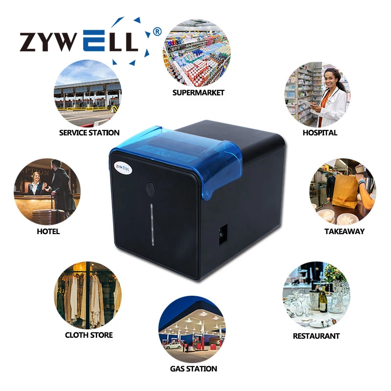 Фото Бесчернильный термопринтер ZYWELL, 80 мм, печать чеков ZY905, водонепроницаемый Bluetooth Pos-принтер №5