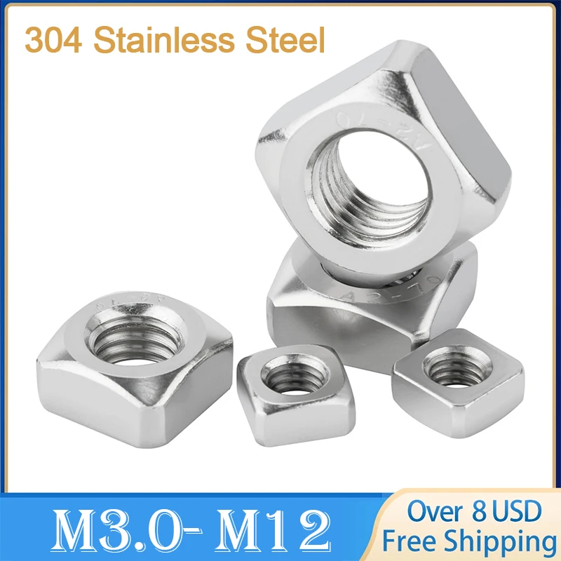 

5/10/20/50 шт. квадратные гайки из нержавеющей стали 304 M3 M4 M5 M6 M8 M10 M12 метрическая гайка DIN557