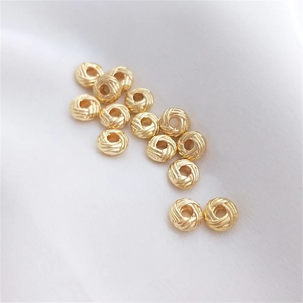 

14K plated gold filled Pineapple knot loose bead 3x6mm coil separator handmade DIY bracelet first jewelry accessories