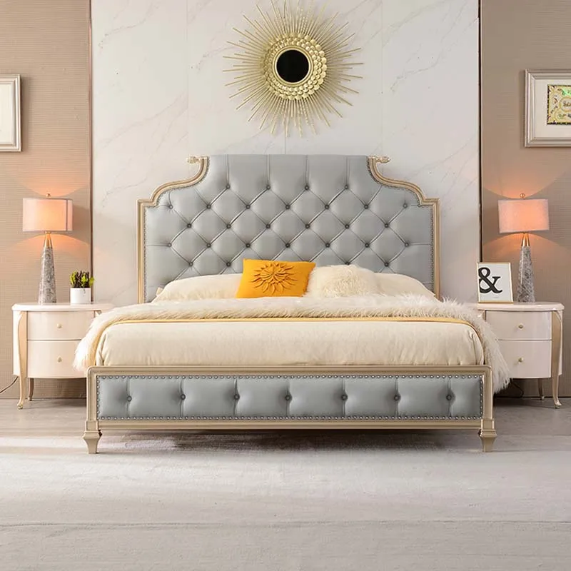 

European Style Light Luxury Bed Solid Wood Modern Minimalist Double Bed Simple Women European Camas Y Muebles Home Decoration