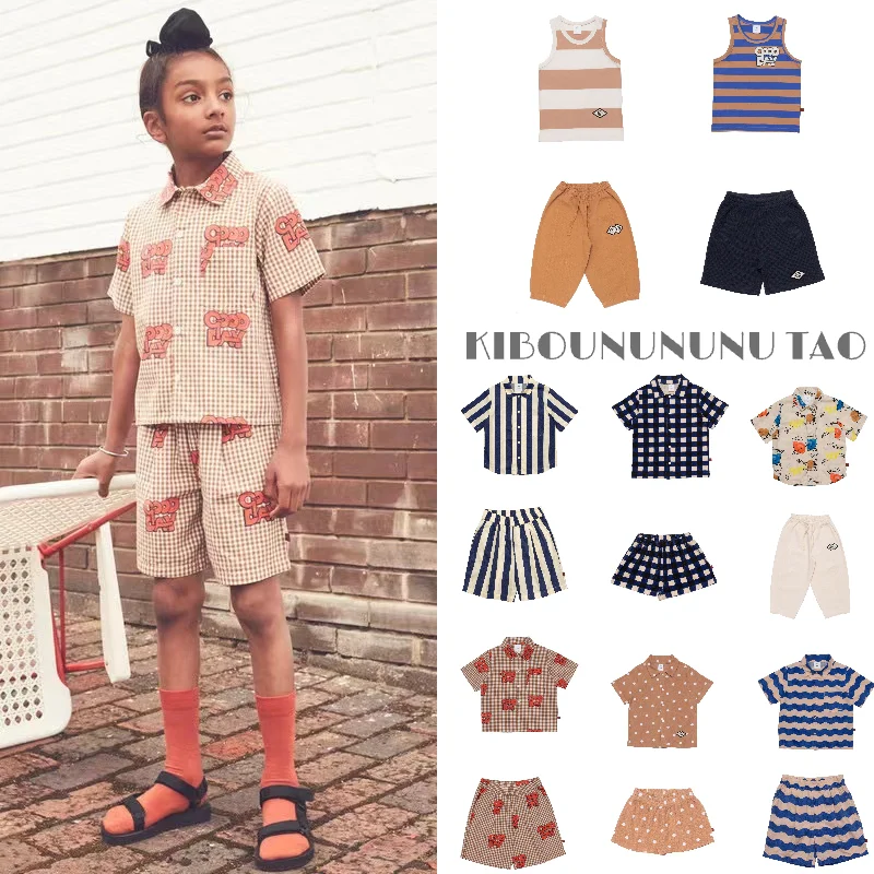 

KIBOUNUNUNU TAO 2022wyn children's shirt shorts suit vest casual pants children's casual beach shorts short sleeves