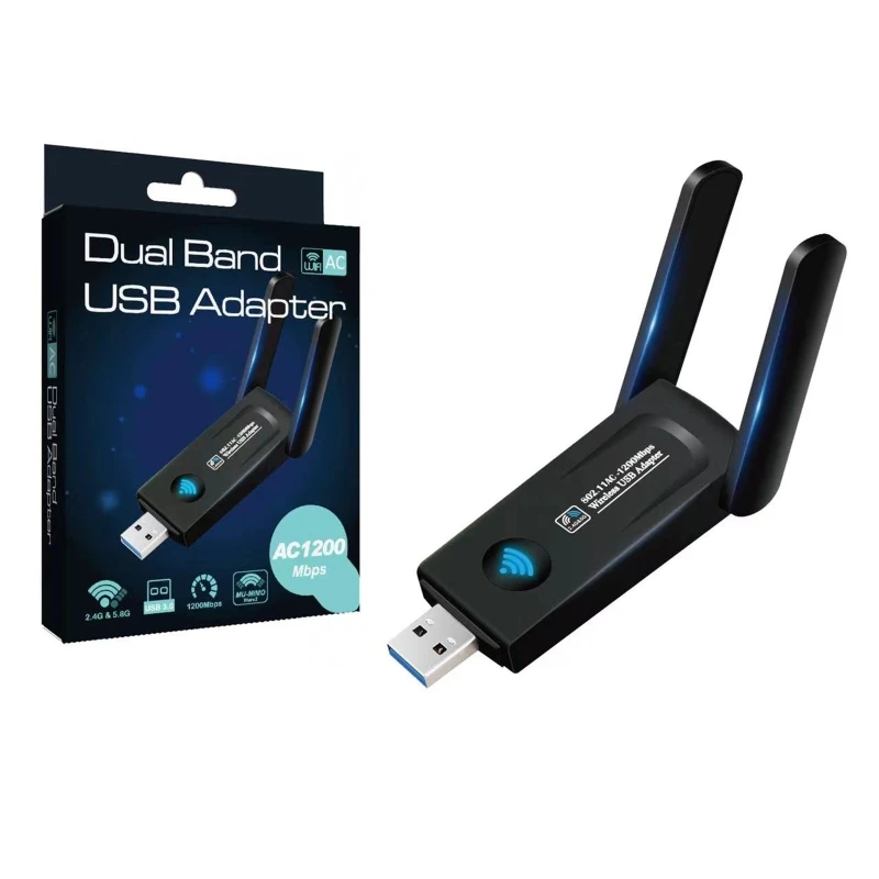 

AC 1200M Wireless Network Card 2.4G 5.8G Double frequency Gigabit Network Card for Windows XP 7 8 10 USB 3.0 Wifi Adapter