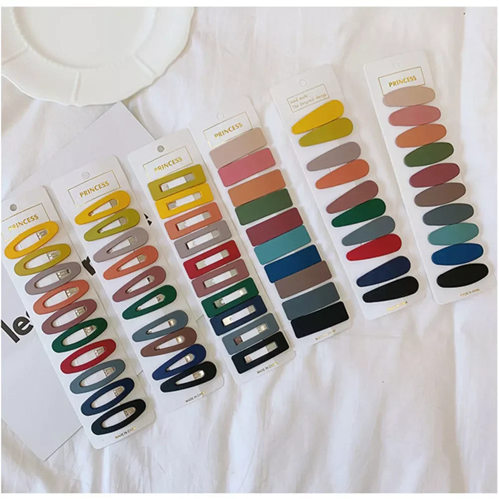 

New in Fashion 10PCS/SET Resin Geometric Rectangle Hair Clips Candy Color Waterdrop Hairpins For Women Hair Accessories wholesal