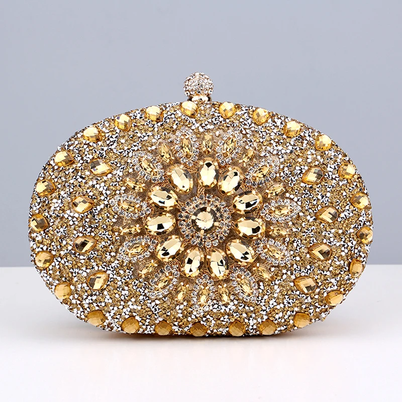 Multicolored Diamond Women Clutch Evening Bags Bridal Crystal Flower Handbags Purses Wedding Party Dinner Bag