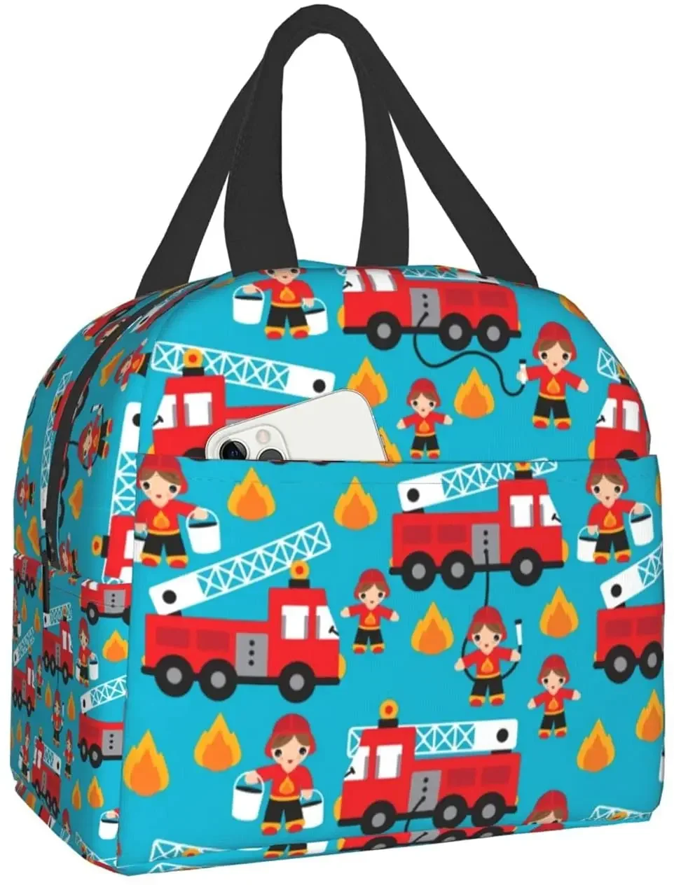 Сумка для обеда с пожарной машиной и героями мальчиков многоразовая коробка