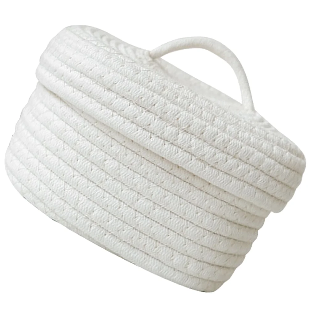 

Cotton Rope Basket Baskets Lids Woven Organizer Decorative Storage Jewelry Hamper