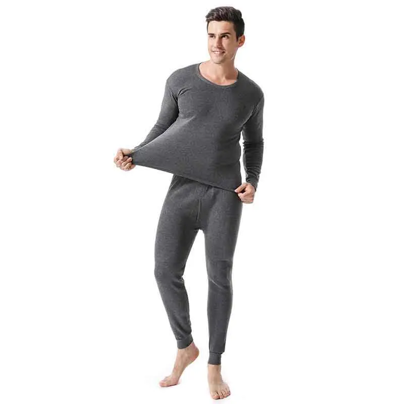 

Solid Set Men Winter Thermal Underwear Men Warm Underwear Set Fleece Compression Quick Drying Set Long Johns Warm Winter Clothes