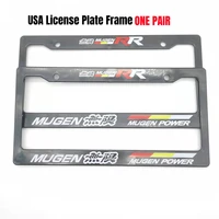 2pcs latest usa standard abs car license plate frame jdm racing personality for mugen auto number plate frame accessories