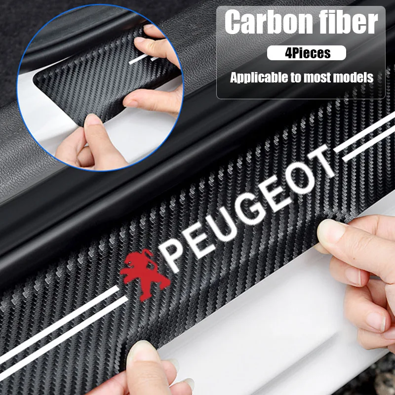 

4 шт., защитные наклейки на заднюю панель автомобильной двери для Peugeot 206, 308, 307, 208, 207, 3008, 2008, 508, 407, 301, 406, 408, аксессуары Rcz