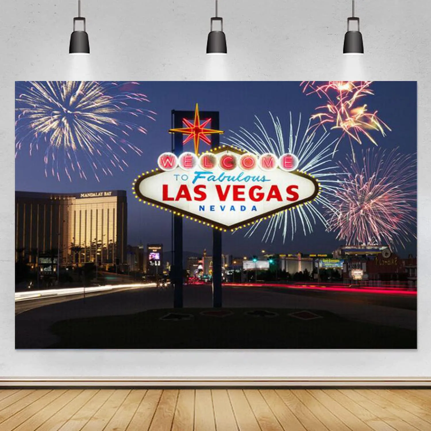 

Las Vegas Party Backdrop Casino City Night Billboard Banner Birthday PartyPhotography Background Photo Booth Studio Props
