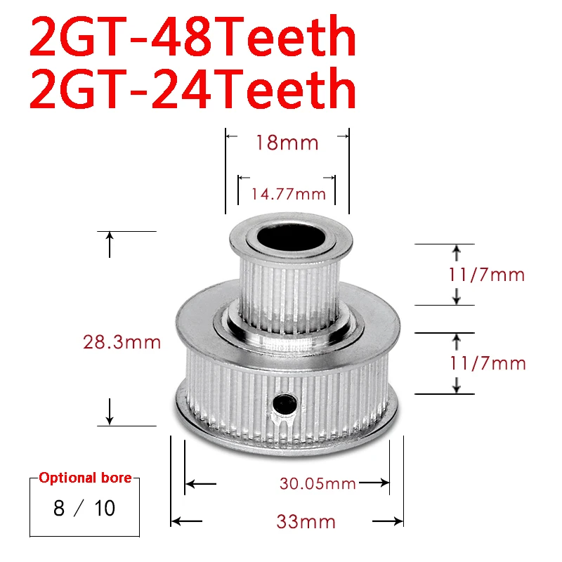 

Двухрядное конверсионное колесо 2GT48 зубьев с 2GT24 зубьями двойной ременной шкив коэффициент скорости 1:2 комбинированные многоколесные колес...