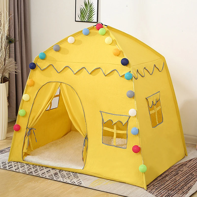 

130*100*130cm Kids Indoor Outdoor Castle Princess Tent Bed Little Castle Princess Oversized House Folding Game Birthday Gifts