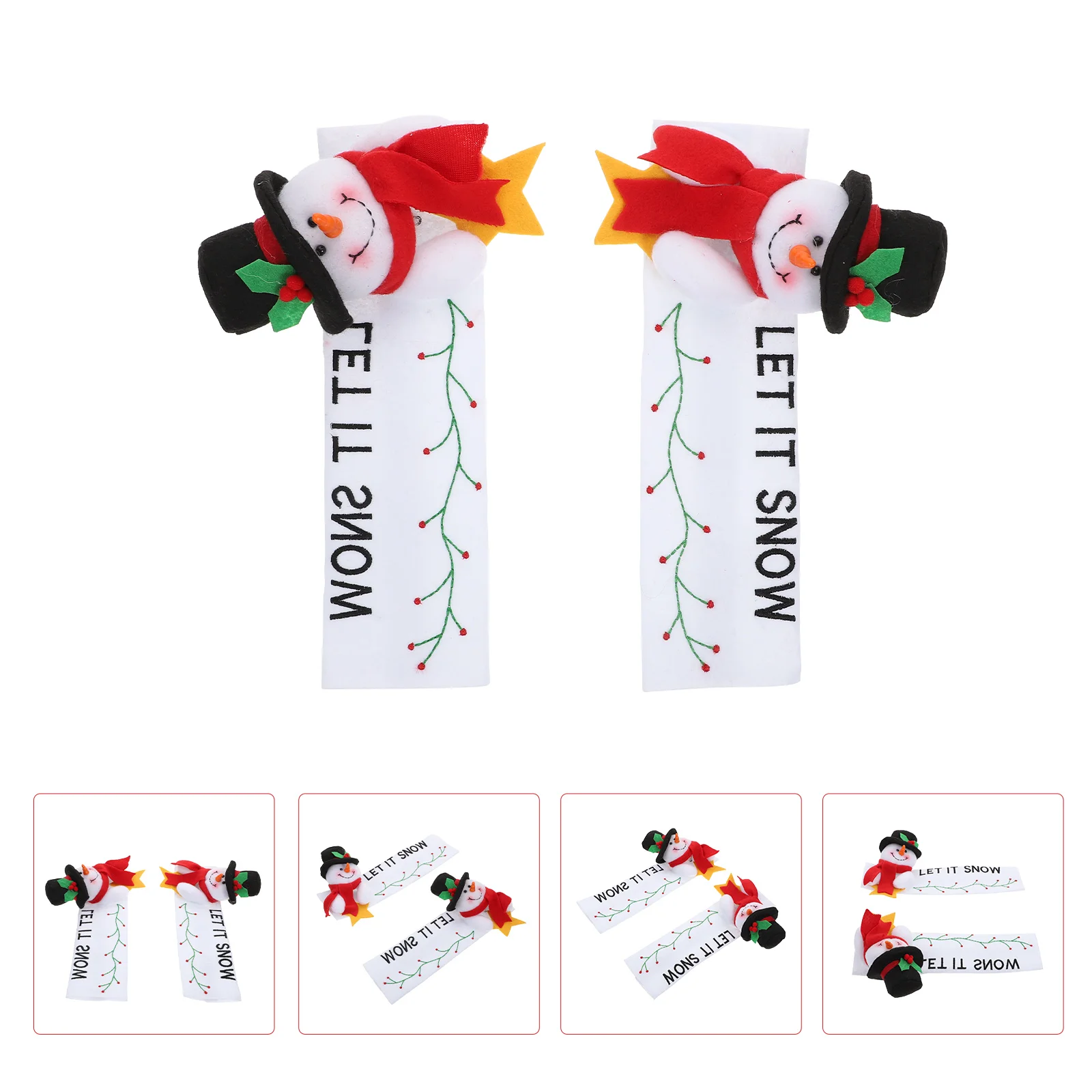 

Handle Cover Kitchendoor Christmas Plush Holiday Gloves Protector Fabric Fridge Refrigerator 3D Covers Appliance Decorations