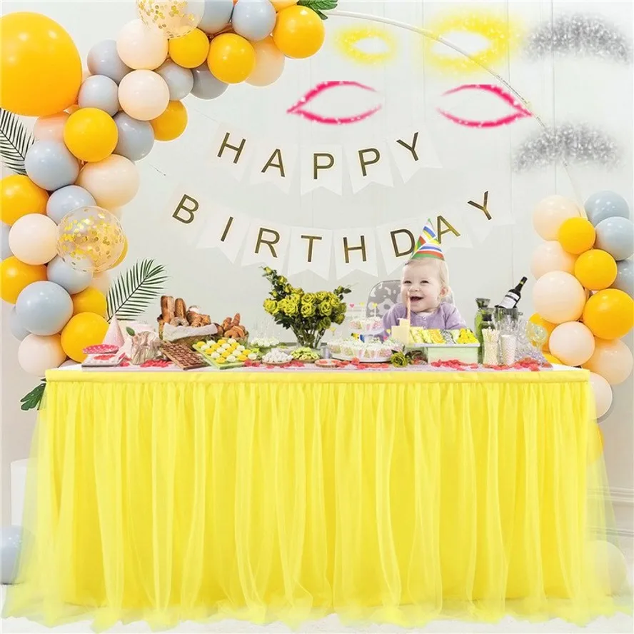 

Tutu Table Skirt Tulle Formal Birthday Christmas Wedding Decorations Tableware Baby Shower Party Banquet Home Organza Supplies