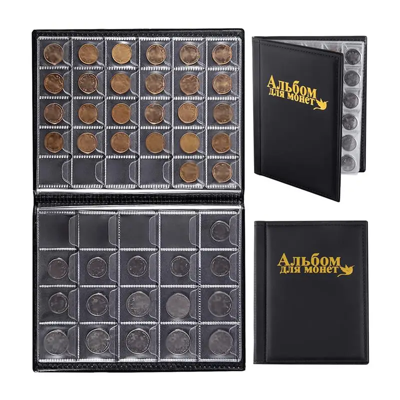 

Portable Coin Storage Holder 250 Pockets Coins Collection Album Book PU Leather Leak Proof Collecting Money Organizer For Kids
