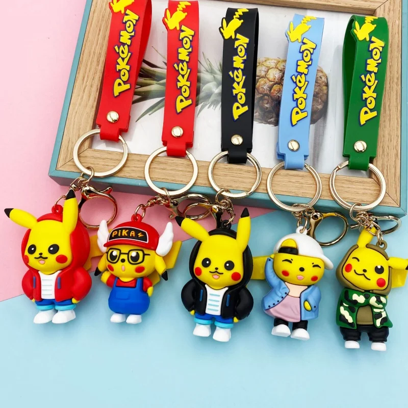 

Takara Tomy Pokemon New Pikachu Keychain Soft Glue Doll Pendant Lovely Bag Accessories Car Key Chain Student Gifts