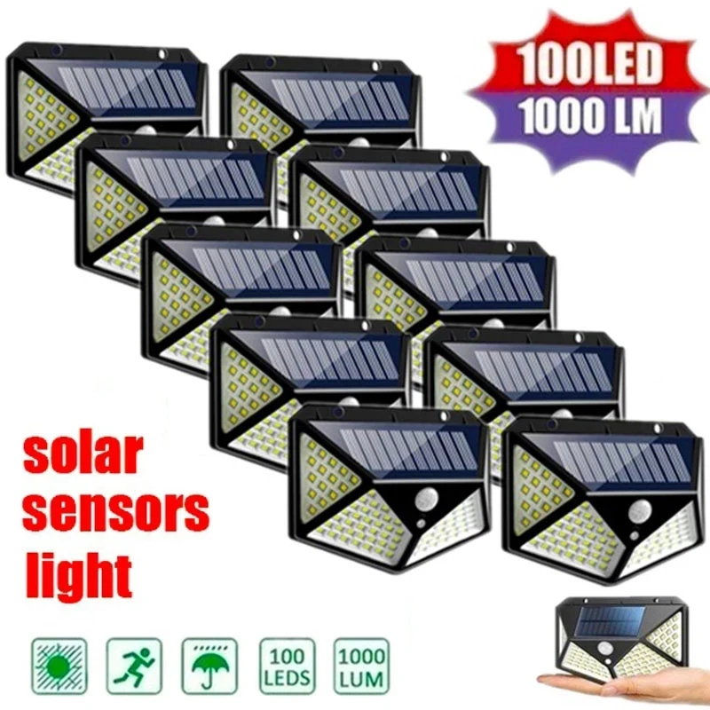 

100 LED Solar Light Outdoor Solar Wall Lamp PIR Motion Sensor Lamp Waterproof Solar Light for Garden Decoration Street.