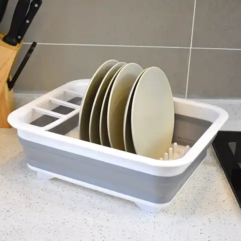 Foldable Dish Rack House Hold Plastic Folding Kitchen Drain Rack Cutlery Storage Box Collapsible Cutlery Stand