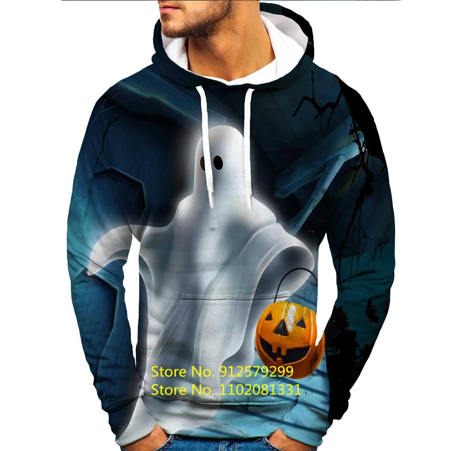 Personality Halloween Ghost 3D Hoodie Christmas Hooded Sweatshirt Men's and Women's Long Sleeve Pullover Shirt