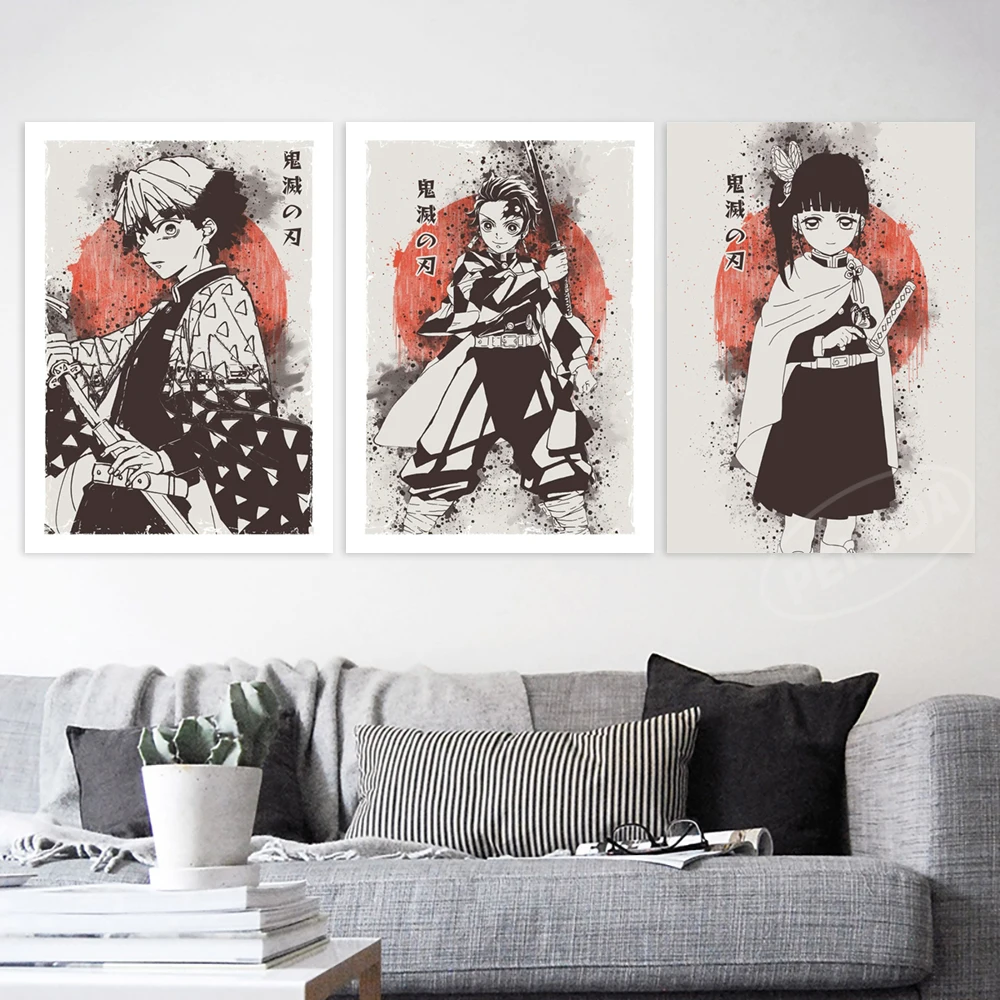 

Canvas Anime Printed Demon Slayer Poster Kamado Nezuko Home Decorative Tomioka Giyuu Painting Wall Artwork Picture Living Room