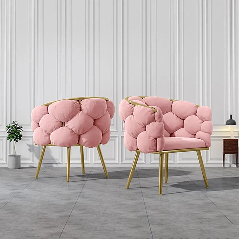 

Luxury Fluffy Single Sofa Creative Design Velvet Armchair Nordic Makeup Manicure Waiting Chairs Multifunction Furniture HY50DC