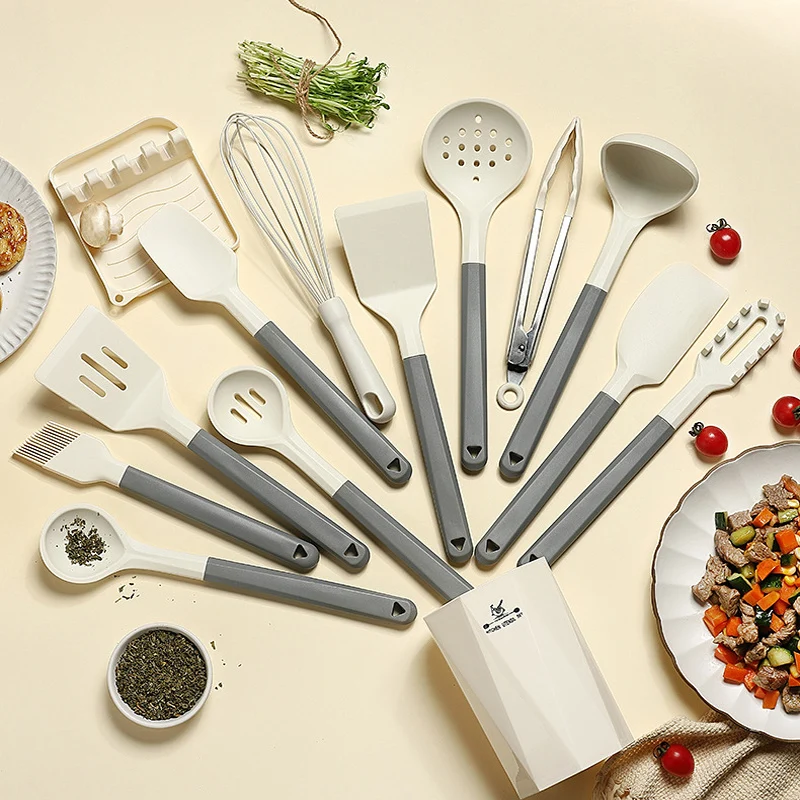 

12Pcs Silicone Kitchen Utensils Set Non-Stick Cookware for Kitchen PP Handle Spatula Egg Beaters Kitchenware Kitchen Accessories