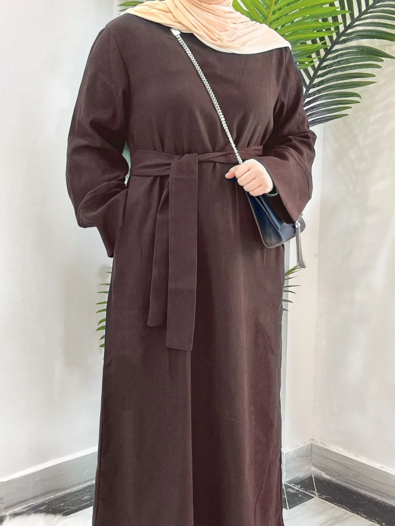 2023 Dubai Turkey Middle East Spring and Autumn Solid Color Tunic Dress Robe Femme Muslim Maxi Vestidos Elegantes Para Mujer