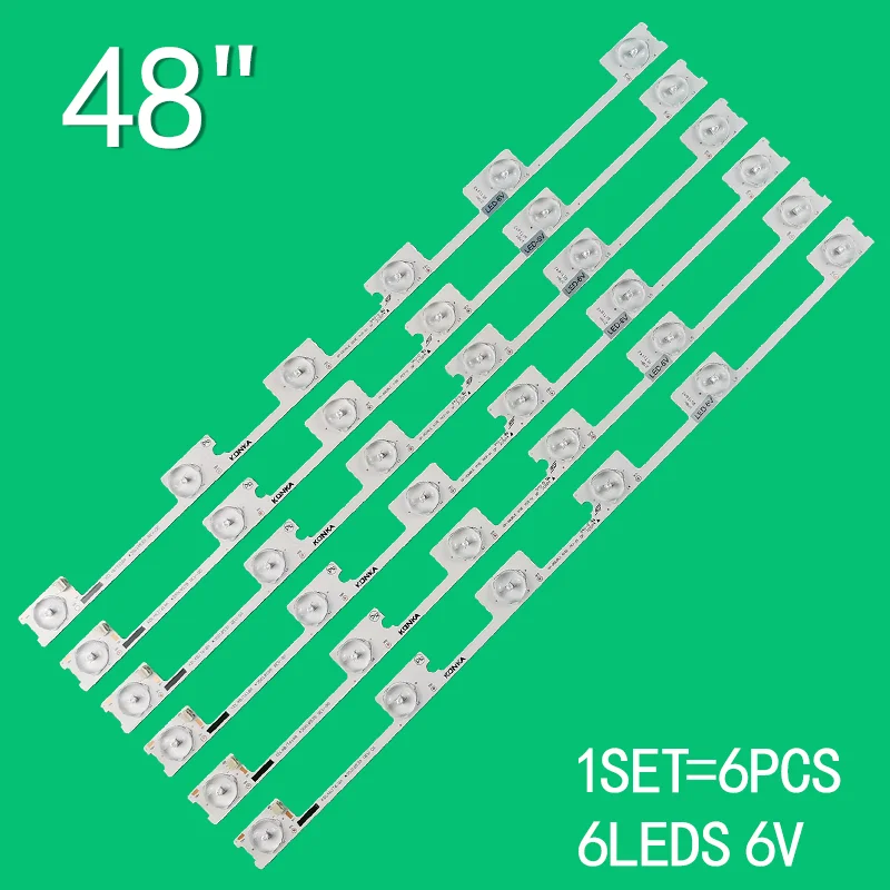 

1 ТВ = 6 шт., 6 светодиодов, 6 в, 442 мм, для ЖК-телевизоров Konka 48 дюймов, KDL48JT618A, KDL48SS618U, 35018539, 35018540, 35019741, 35019862