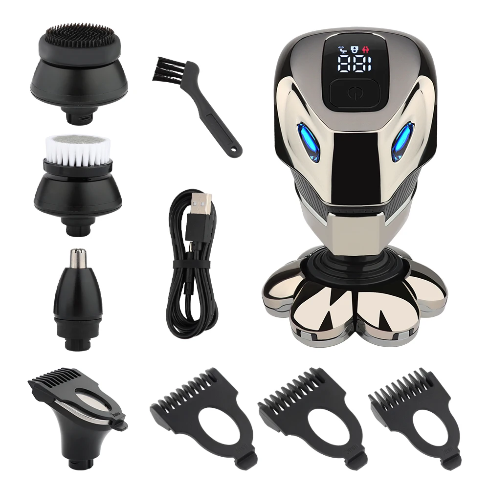 For Bald Men High Quality Waterproof  Lcd Head Shavers Electric Men's Grooming Kit Cordless Rechargeable
