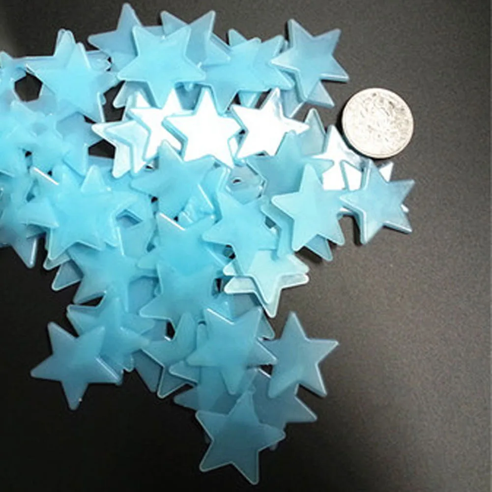 

100 шт. 3D звезды, светящиеся в темноте, светящиеся флуоресцентные Пластиковые украшения, домашние рождественские декоративные эльфы, геометр...