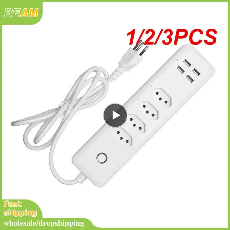 

1/2/3PCS Tuya Wifi Smart Power Strip Outlets Plug 4 Outlets 4USB Ports BR Standard APP Remote Control Timing Work With Alexa