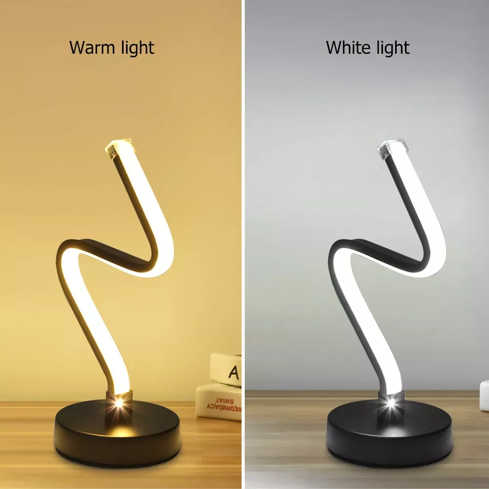 Spiral Shaped Light Curved Acrylic Nordic Desk Table Lamp Bedside Lamp Bedroom Night Lights Modern Home Decoration