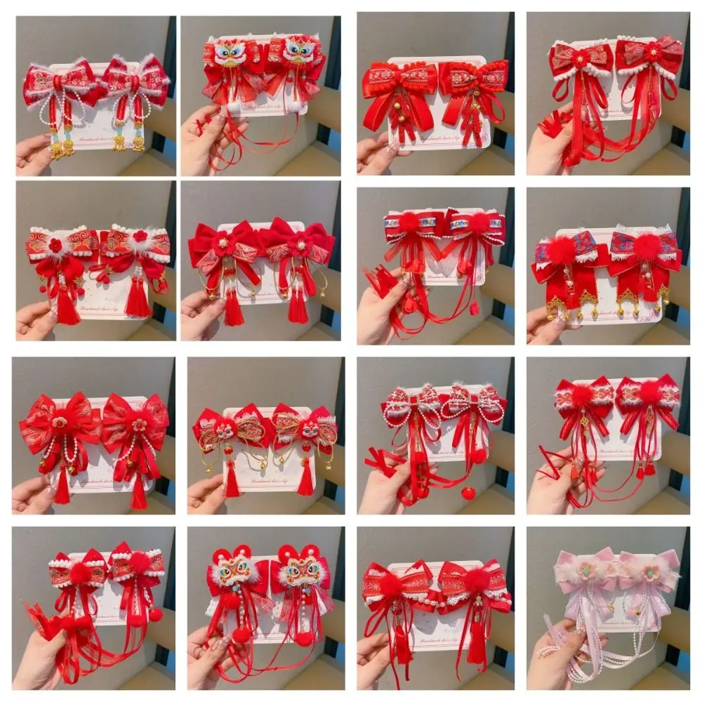 Детская китайская заколка для волос с изображением льва головной убор цветочной